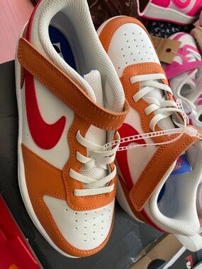 Nike Kids Orange, Red & White Velcro Sneakers